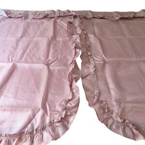 Vintage Style Pink Ruffled Polyester Curtains Split Panels No Tie Backs Bath NEW